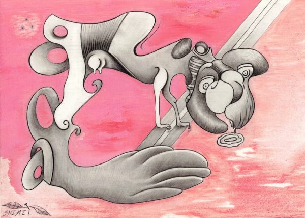 A PINK DRINKING COW
